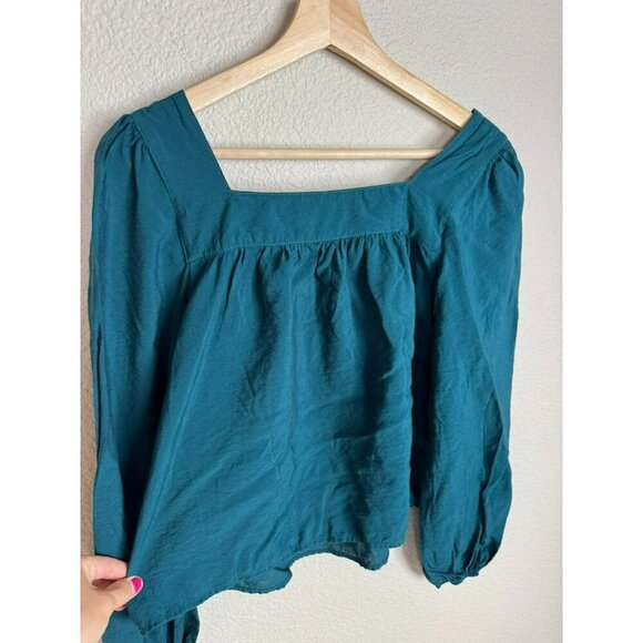 Abercrombie Fitch women's puff sleeve top Size XS Blue Green Feminine Flowy - Picture 10 of 12